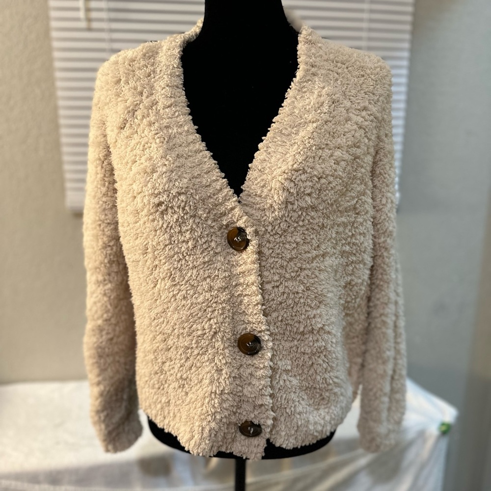Teddy bear soft wooly cream sweater. Women’s size small.
